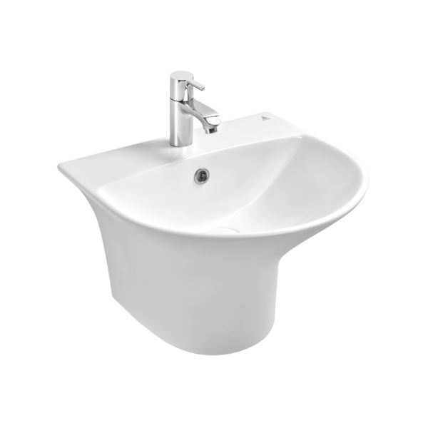 One Piece Basin with Integrated Half Pedestal