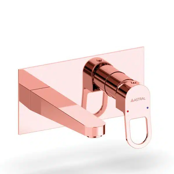 pink wall bathroom tap